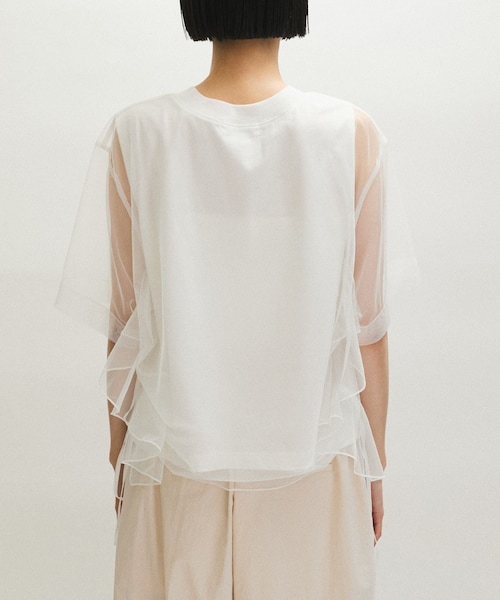 ADAM ET ROPE'(アダムエロペ)の「【WEB限定】・【サステナブル】・【定番】ギャザーチュールトップス(Tシャツ/カットソー・レディース・ブラック/ホワイト/ダークブラウン・F)」の18枚目の写真
