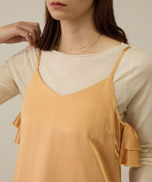 ROPE'（ロペ）の「【洗える】シャイニーサテンキャミワンピース（ドレス・レディース・オフホワイト/オレンジ・F）」の21枚目の写真