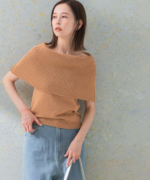 URBAN RESEARCH ROSSO（アーバンリサーチロッソ）の「ドライタッチオフショルダーニット（ニット/セーター・レディース・L/BEIGE/CAMEL/BLACK・FREE）」の18枚目の写真