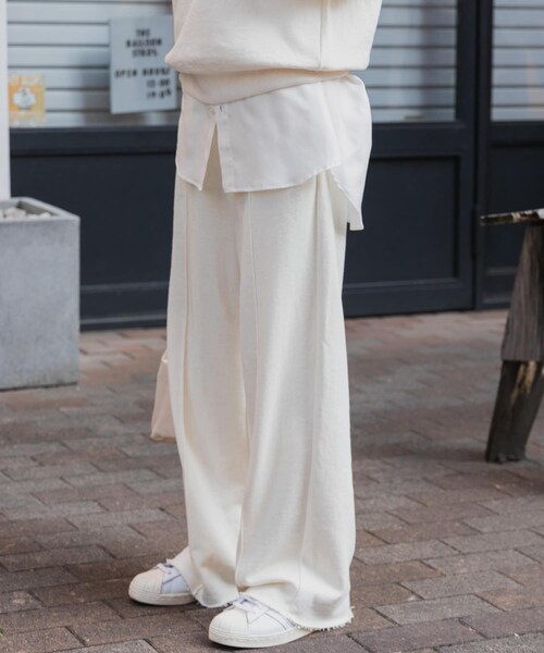 URBAN RESEARCH DOORS（アーバンリサーチドアーズ）の「FORK&SPOON　スーピマコットン混反毛スウェットパンツ（スウェットパンツ・レディース・IVORY/INKBLACK・1/2）」の12枚目の写真