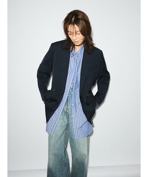 Ungrid（アングリッド）の「【Htage】バックデザインビッグシルエットジャケット（その他・レディース・ミックス/ネイビー・F）」の3枚目の写真