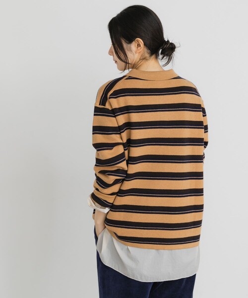 EKAL（エカル）の「ジャガードボーダーポロニット（ニット/セーター・レディース・ベージュ/ブラック/ブラウン・One）」の16枚目の写真