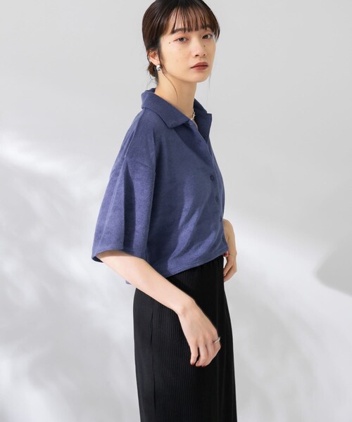 KBF（ケイビーエフ）の「クロップドパイルポロシャツ（ポロシャツ・レディース・PINK/CAMEL/BLUE・one）」の6枚目の写真