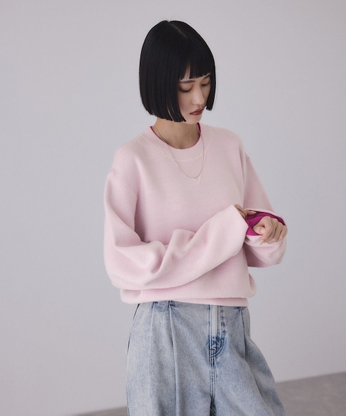 ADAM ET ROPE'(アダムエロペ)の「バイカラーリバーシブルニットプルオーバー(ニット/セーター・レディース・チャコール/ダークブラウン系/ピンク・F)」の20枚目の写真