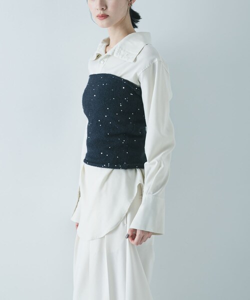 URBAN RESEARCH(アーバンリサーチ)の「スパンコールモヘヤチューブトップ(チューブトップ・レディース・OFF WHITE/NAVY・Free)」の14枚目の写真