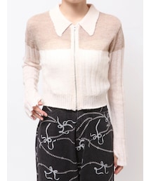 CALNAMUR | フロントジップバイカラーニット(ニット/セーター)