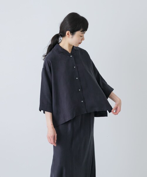 かぐれ（カグレ）の「キュプラオープンカラーシャツ（シャツ/ブラウス・レディース・NAVY/BLACK・Free）」の21枚目の写真