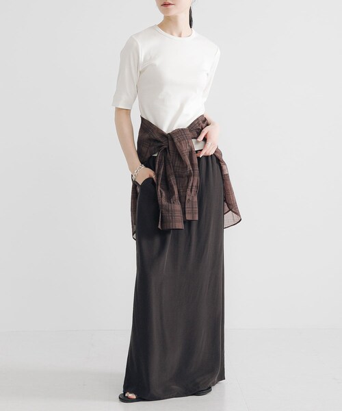 URBAN RESEARCH（アーバンリサーチ）の「キュプラレーヨンギャザーIラインスカート（スカート・レディース・BROWN/BEIGE・36/38）」の8枚目の写真