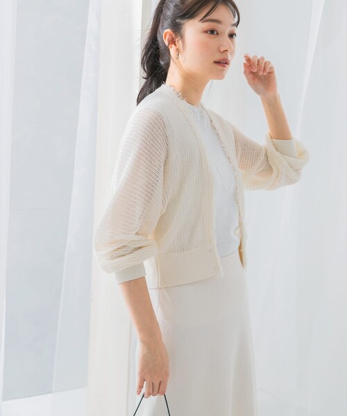 URBAN RESEARCH ROSSO（アーバンリサーチロッソ）の「柄編みフリンジカーディガン（カーディガン/ボレロ・レディース・navy/off/aqua・FREE）」の5枚目の写真