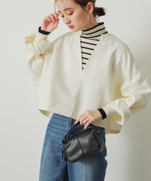 SENSE OF PLACE by URBAN RESEARCH(センスオブプレイスバイアーバンリサーチ)の「Vネッククロップドトップ(Tシャツ/カットソー・レディース・IVORY/PURPLE/BLACK・one)」の7枚目の写真