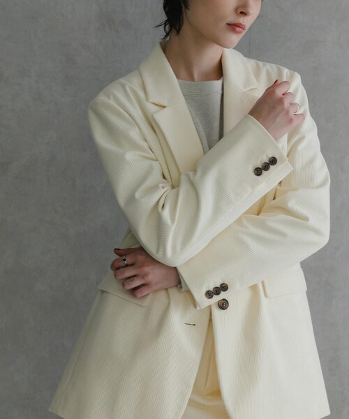 URBAN RESEARCH（アーバンリサーチ）の「トリコットコーデュロイジャケット（テーラードジャケット・レディース・BROWN/OFF WHITE・FREE）」の7枚目の写真