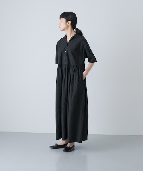 かぐれ（カグレ）の「オープンカラーシャツワンピース（ワンピース・レディース・NAVY/BLACK・Free）」の4枚目の写真
