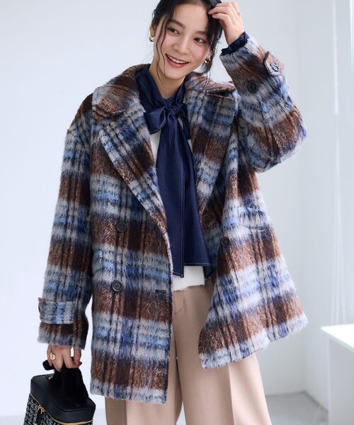 VIS(ビス)の「【WEB限定】シャギーミディ丈Pコート(ピーコート・レディース・ブラウン系/ネイビー・M/S)」の17枚目の写真