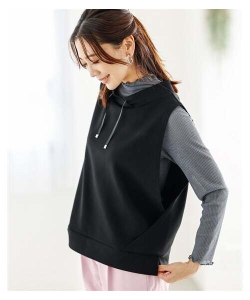 nissen（ニッセン）の「スウェットベスト【OtonaSMILE】（Tシャツ/カットソー・レディース・黒/モカ・M/L/LL/3L/4L/5L）」の7枚目の写真