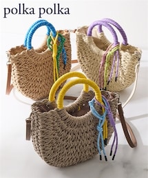 polka polka(ポルカポルカ)コードストラップ＆ハンドルデザイン雑材ショルダーバッグ