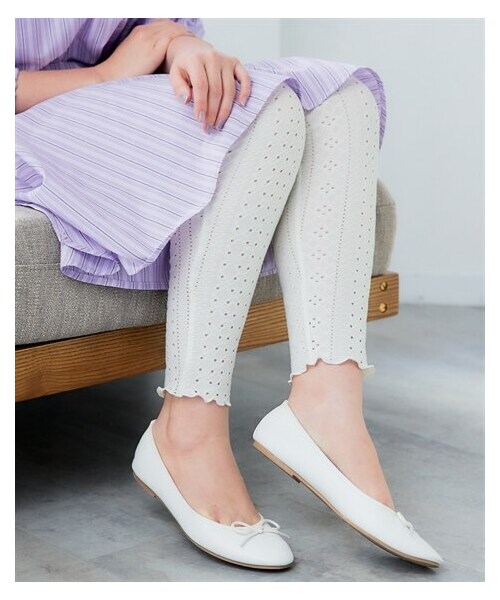 nissen（ニッセン）の「＜大きいサイズ＞カットワークデザインレギンス（パンツ・レディース・オフホワイト/黒・L/LL/3L/4L/5L/6L/8L/10L）」の8枚目の写真