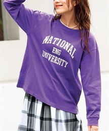 nissen | 大きいサイズ ロゴプリント長袖Tシャツ(Tシャツ/カットソー)