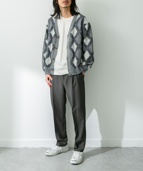 URBAN RESEARCH Sonny Label（アーバンリサーチサニーレーベル）の「ジャガードVネックニットカーディガン（カーディガン/ボレロ・メンズ・ボルドー/オフ/グリーン・M/L）」の6枚目の写真