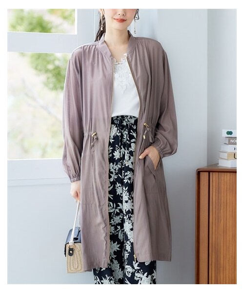 nissen（ニッセン）の「大きいサイズ シアーロングブルゾン（ジャケット/アウター・レディース・サンドベージュ/パープリッシュグレー・L/LL/3L/4L/5L/6L/8L/10L）」の9枚目の写真