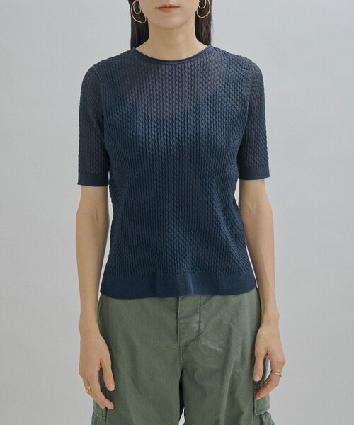 ADAM ET ROPE'（アダムエロペ）の「【公式サイト限定】【BATONER for SALON】SEE THROUGH T-SHIRTS（Tシャツ/カットソー・レディース・ベージュ/ネイビー/サックス・F）」の19枚目の写真