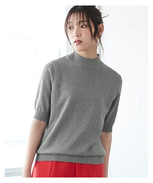 nissen（ニッセン）の「大きいサイズ ラクしてきれい見え！スマイルさんのための綿１００％ハイネックニットプルオーバー（ニット/セーター・レディース・ダークオレンジ/くすみブルー/モカブラウン/杢グレー/黒/パープル/ブルーグレー・L/LL/3L/4L/5L/6L/8L/10L）」の14枚目の写真