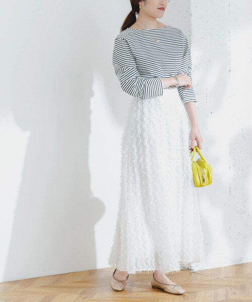 URBAN RESEARCH ROSSO（アーバンリサーチロッソ）の「F by ROSSO　リボンジャガードフレアスカート（スカート・レディース・WHITE/GRAY・36/38）」の7枚目の写真