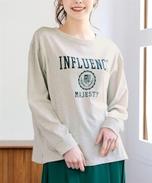 nissen | 大きいサイズ ロゴプリント長袖Tシャツ(Tシャツ/カットソー)