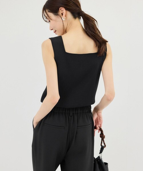 ROPE' PICNIC（ロペピクニック）の「スクエアネックニットタンクトップ（タンクトップ・レディース・ブラック/キナリ/ダークブラウン/クリーム・F）」の13枚目の写真