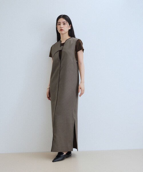 ADAM ET ROPE'（アダムエロペ）の「【WEB限定】2WAY MIXツイードジャンパースカート（ワンピース・レディース・ブラック系/ダークブラウン/ベージュ系・36/38）」の15枚目の写真