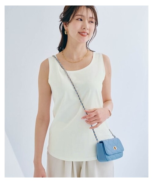 nissen（ニッセン）の「デコルテがきれいに見えるタンクトップ（UVカット、接触冷感）（Tシャツ/カットソー・レディース・黒/オフホワイト・S/M/L/LL）」の3枚目の写真