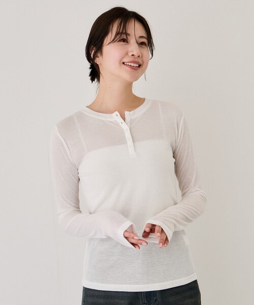 Jayro(ジャイロ)の「ヘンリーネックプルオーバー(Tシャツ/カットソー・レディース・ブラック/グレー/ホワイト系・M)」の4枚目の写真
