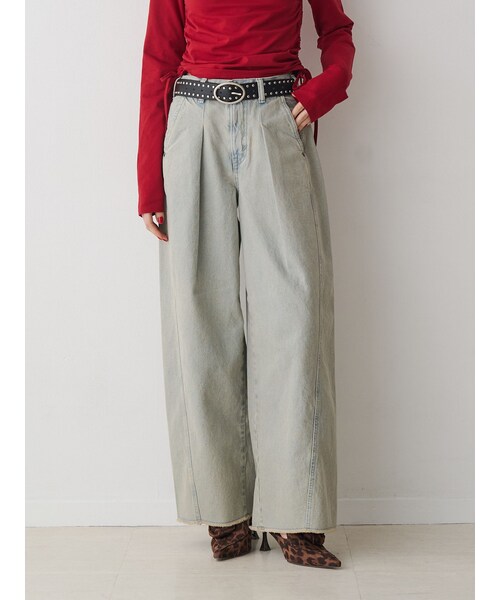 jouetie（ジュエティ）の「【SOMETHING×PosTokyo】Tuck Buggy（デニムパンツ・レディース・ブラック/ブルー・S/M）」の6枚目の写真