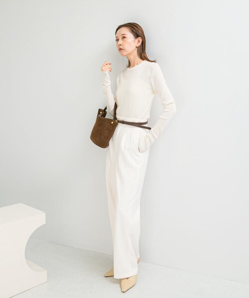 URBAN RESEARCH ROSSO（アーバンリサーチロッソ）の「シルク混リブデザインニット（ニット/セーター・レディース・WHITE/CREAM/GRAY/D/NAVY・FREE）」の7枚目の写真