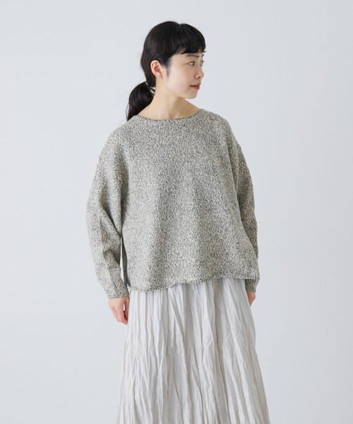 かぐれ（カグレ）の「テープヤーンボートネックニット（ニット/セーター・レディース・L/BEIGE/BLACK・Free）」の19枚目の写真