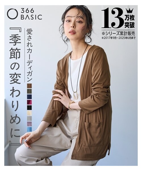 nissen（ニッセン）の「カットソーレギュラー丈カーディガン＜大きいサイズ有＞（カーディガン/ボレロ・レディース・モカブラウン/スモーキーパープル/ボルドー/グレー/黒/オフホワイト/カーキ/ネイビー/フェードブルー・3L/L/LL/4L/5L/6L/8L/10L/S/M）」の11枚目の写真