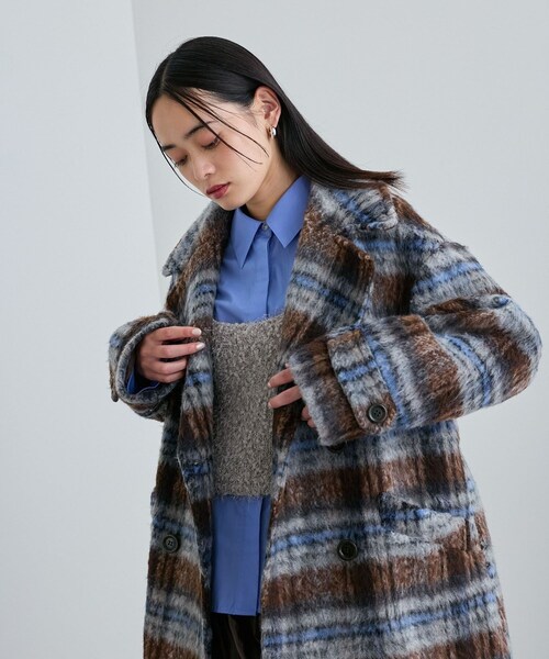 VIS(ビス)の「【WEB限定】シャギーミディ丈Pコート(ピーコート・レディース・ブラウン系/ネイビー・M/S)」の8枚目の写真