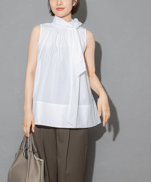 URBAN RESEARCH ROSSO（アーバンリサーチロッソ）の「ウエストマークハイネックシャツブラウス（シャツ/ブラウス・レディース・OFF WHITE/BLACK・Free）」の3枚目の写真