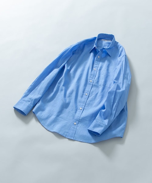 URBAN RESEARCH ROSSO（アーバンリサーチロッソ）の「『WEB限定』『XLサイズあり』リラックスコットンリネンレギュラーカラー長袖シャツ（シャツ/ブラウス・メンズ・BLU STRIPE/WHITE/NAVY/BEIGE/BLUE/BEG STRIPE・S/M/L/XL）」の4枚目の写真