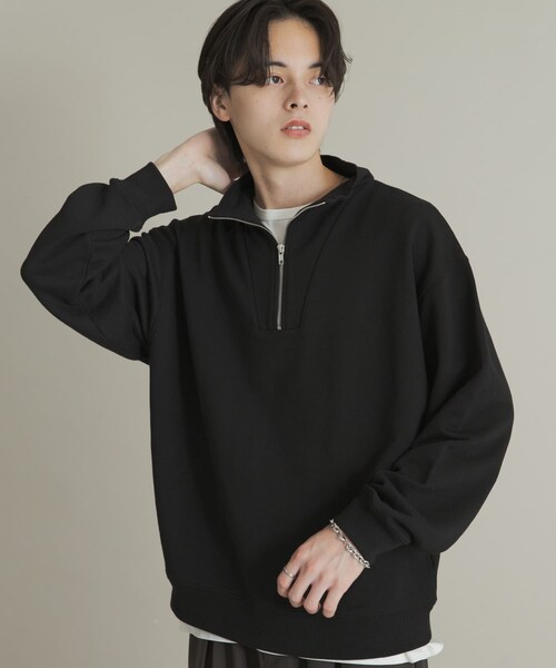 SENSE OF PLACE by URBAN RESEARCH（センスオブプレイスバイアーバンリサーチ）の「『一部WEB限定カラー』ハーフジップロングスリーブスウェット（スウェット・メンズ・BLACK/GRAY/NAVY/GREEN/L.BLUE・M/L）」の8枚目の写真