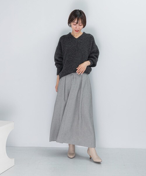 URBAN RESEARCH ROSSO（アーバンリサーチロッソ）の「タックスカート（スカート・レディース・LIGHTGRAY/BROWN・36/38）」の9枚目の写真