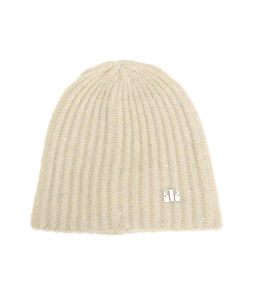 MURUA（ムルーア）の「スパンコールラメビーニー（ニットキャップ/ビーニー・レディース・アイボリー/ブラック・F）」の2枚目の写真