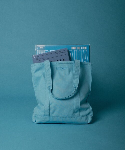 bonjour records（ボンジュールレコーズ）の「L.L.Bean/エル・エル・ビーン record tote bag for bonjor records exclusive（トートバッグ・レディース・サックス/ローズピンク・F）」の2枚目の写真