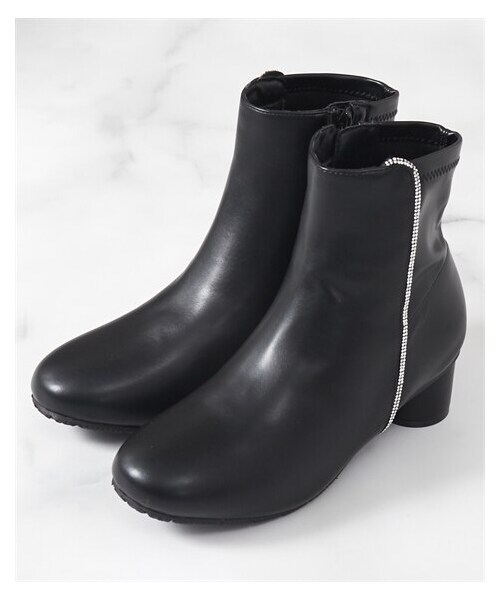 nissen（ニッセン）の「masyugirl（マシュガール）ラインデザインショートブーツ（ワイズ４Ｅ）（ブーツ・メンズ・黒/グレージュ・M=23.0~23.5cm/4E/L=24.0~24.5cm/4E/LL=25.0~25.5cm/4E/3L=26.0~26.5cm/4E）」の3枚目の写真