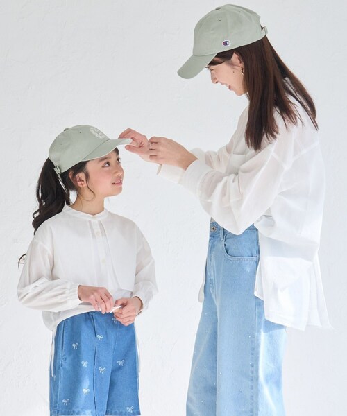 ROPE' PICNIC（ロペピクニック）の「【KIDS/キッズ】【Champion/チャンピオン別注】フラワーロゴキャップ/リンクコーデ（キャップ・キッズ・ブラック/ブルー系・F）」の7枚目の写真