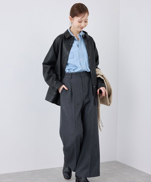 ROPE' PICNIC(ロペピクニック)の「【emur/エミュール・J'aDoRe限定】シンセティックレザージャケット(その他アウター・レディース・ブラック/ベージュ系・38)」の9枚目の写真