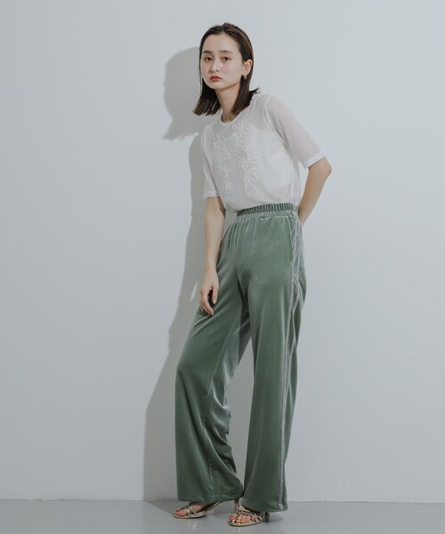 SENSE OF PLACE by URBAN RESEARCH（センスオブプレイスバイアーバンリサーチ）の「コードシシュウカットトップ（Tシャツ/カットソー・レディース・CHARCOAL/IVORY/BROWN・one）」の20枚目の写真