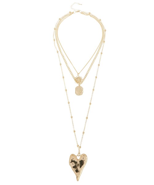 EVRIS（エヴリス）の「HEART MOTIF 3連ロングネックレス（ネックレス・レディース・シルバー/ゴールド・F）」の4枚目の写真