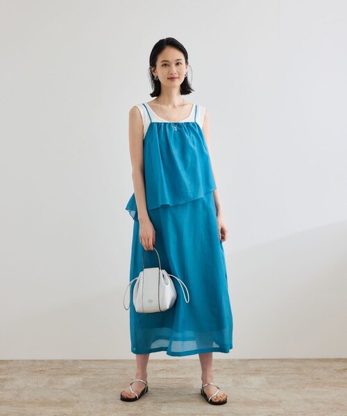 ROPE'(ロペ)の「コットンシルクワンピース/洗える(ワンピース・レディース・ブラック/ターコイズ・F)」の5枚目の写真