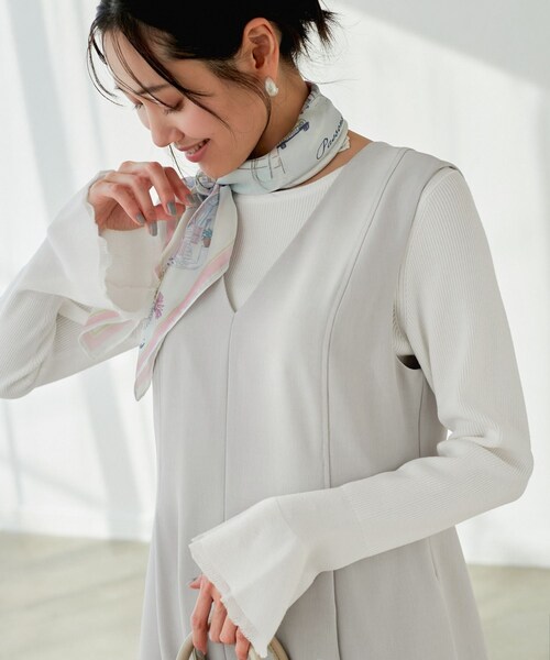 ROPE' PICNIC（ロペピクニック）の「【花粉ガード】クリアツイルジャンパースカート/セレモニー・通勤対応・セットアップ対応（ジャンパースカート・レディース・ライトグレー/キャメル系/ネイビー・36/38）」の11枚目の写真