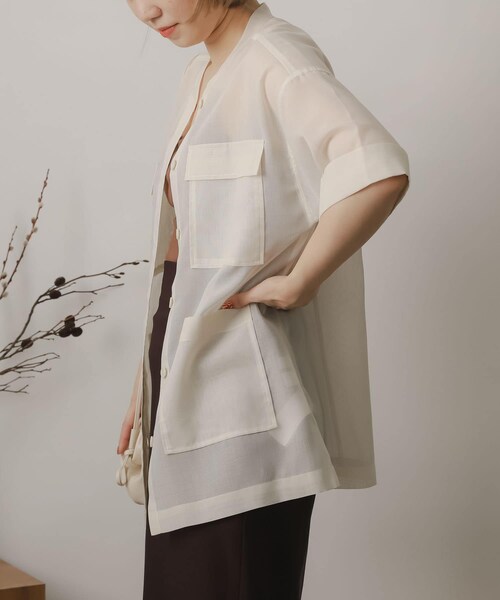 SENSE OF PLACE by URBAN RESEARCH（センスオブプレイスバイアーバンリサーチ）の「シアーミリタリージャケット（ミリタリージャケット・レディース・BROWN/IVORY・one）」の5枚目の写真